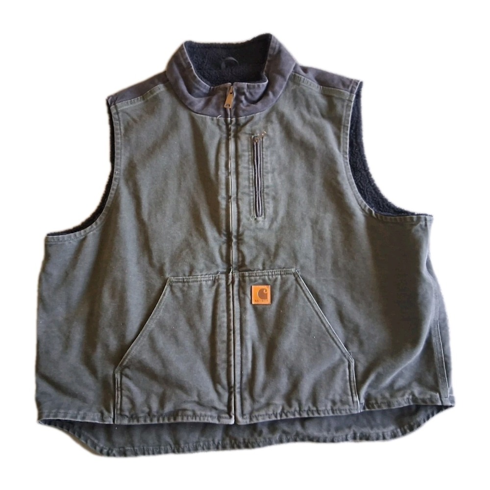 Vintage Carhartt Vest V33 355 Men's 2XL Work Wear Sherpa Fleece Lined Canvas Y2K